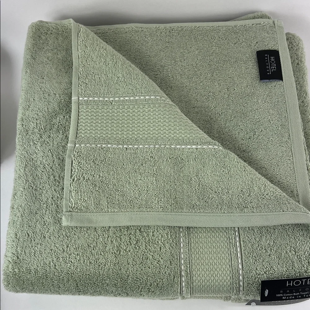 Hotel Balfour Bath Towel Set Sage Green White Stripe Soft Cotton Set of 9 NEW